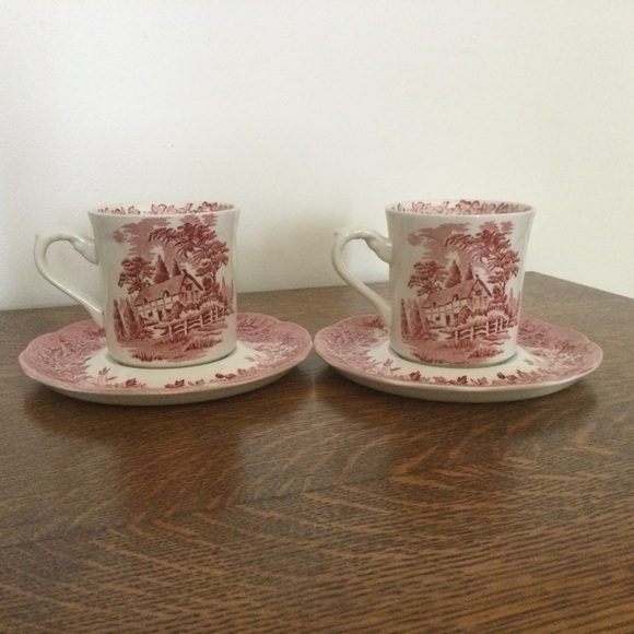 English Ironstone J & G Meakin Anne Hathaway’s Cottage Set Of 2 Cup & Sa… - Picture 2 of 9